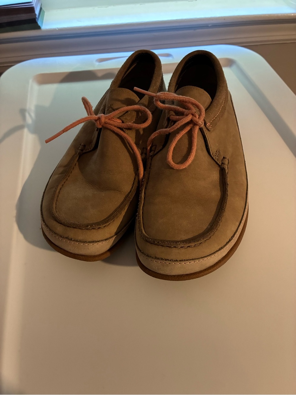 Chaco Women's Tan Slip-On Loafers with Pink Laces